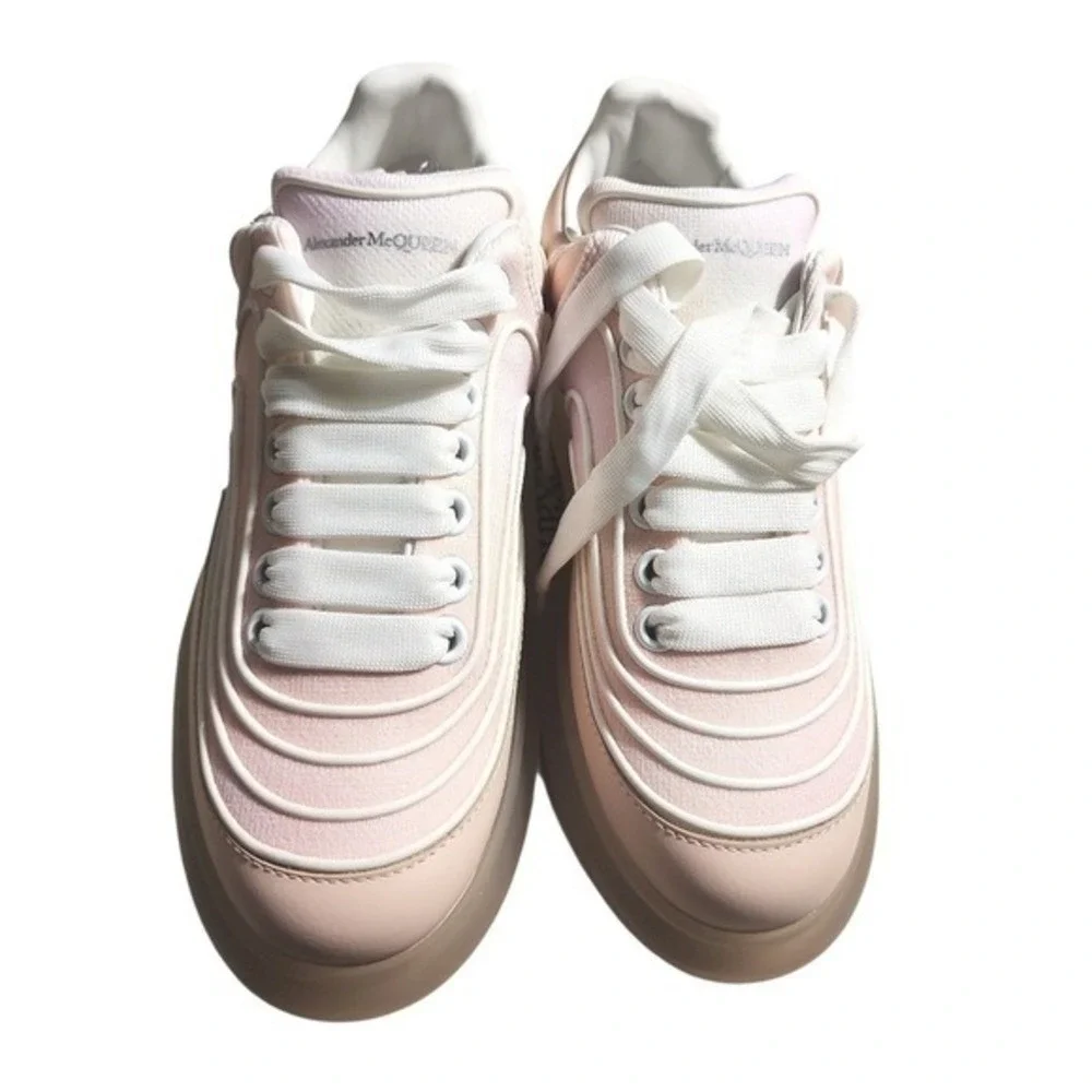 NWB Alexander McQueen Waves Knit Sneakers Women 37 Pink Luxury Designer Trendy